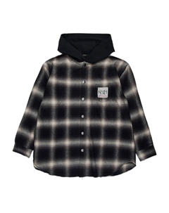 Клетчатая рубашка с капюшоном, черный Nº21 kids