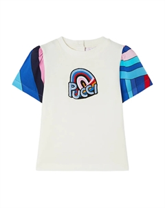 Футболка с короткими рукавами и вставками из ириды, белый Pucci junior