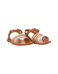 Сандалии на плоской подошве с металлическими ремешками, коричневый Pom d'api