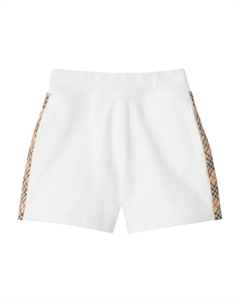 Клетчатые шорты с боковыми вставками Kids, белый Burberry