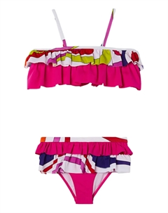 Бикини с оборками и принтом «мармо», розовый Pucci junior