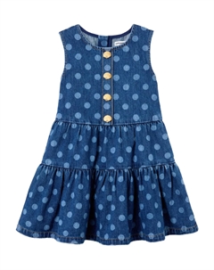 Многоярусное платье в горошек, синий Self-portrait kids