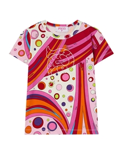 Футболка с короткими рукавами и узором Фонтане, белый Pucci junior