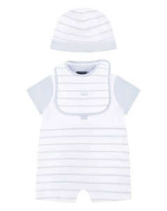 Комплект из полосатого комбинезона с короткими рукавами, синий Fay kids