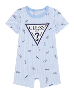Полосатый комбинезон с логотипом, синий Guess kids