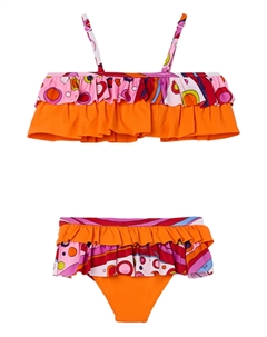 Бикини с оборками и принтом Фонтане, оранжевый Pucci junior