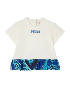 Футболка с графическим принтом и оборками, белый Pucci junior