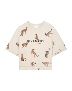 Футболка с леопардовым принтом, нейтральный Givenchy kids