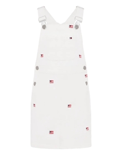 Платье-комбинезон с вышитым логотипом, белый Tommy hilfiger junior