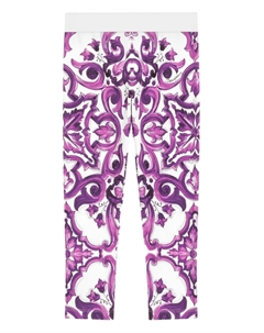 Kids леггинсы с принтом Maiolica, фиолетовый Dolce&gabbana