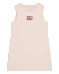 Kids платье без рукавов с вышитым логотипом, розовый Dolce&gabbana