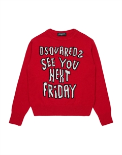 Свитер вязки интарсия с логотипом, красный Dsquared2 kids