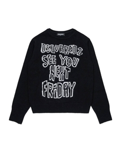 Свитер вязки интарсия с логотипом, черный Dsquared2 kids