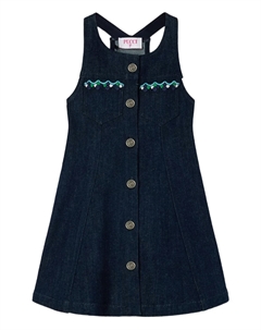 Джинсовое платье с вышитым карманом, синий Pucci junior