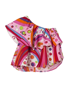 Топ на одно плечо с оборками и принтом Fontane, розовый Pucci junior