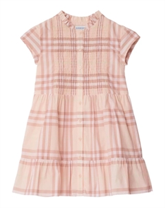 Платье с оборками в клетку IP Check Kids, розовый Burberry