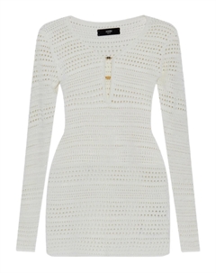 Платье рыхлой вязки с длинными рукавами, белый Amiri