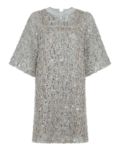 Платье мини с вышивкой пайетками, серый Brunello cucinelli