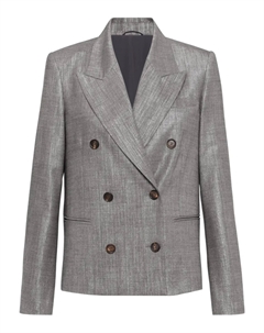 Блейзер из ткани ламе, серый Brunello cucinelli