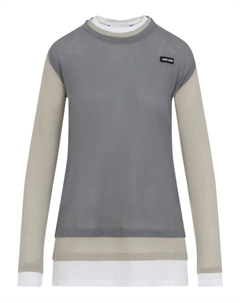 Футболка с длинными рукавами и многослойным принтом, серый Miu miu