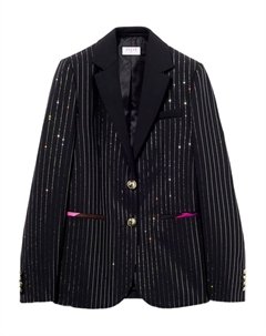 Пиджак в тонкую полоску со стразами, черный Pucci