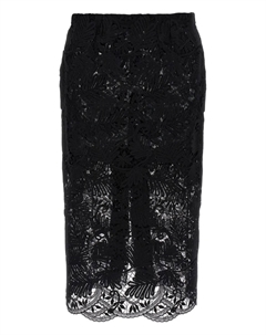 Юбка миди с кружевным цветочным мотивом, черный Ermanno scervino