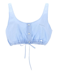 Топ-бралетт с вышитым логотипом, синий Miu miu