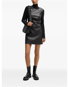 Платье мини из искусственной кожи, черный Boss
