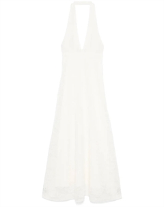 Платье макси с вырезом халтер, белый Sandro