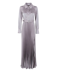 Платье-рубашка в складку, серый Self-portrait