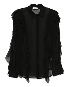Шелковая рубашка с оборками, черный Blumarine