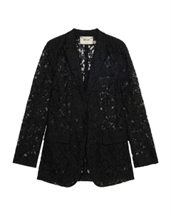 Однобортный блейзер с цветочным кружевом, черный Blumarine