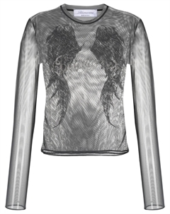 Топ из тюля с принтом, серый Blumarine