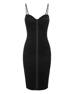 Платье с рюшами и бретельками, черный Elisabetta franchi