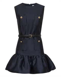 Платье без рукавов из тафты, синий Self-portrait