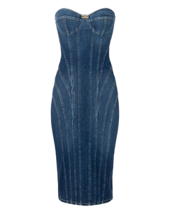 Джинсовое платье миди без бретелек, черный Elisabetta franchi