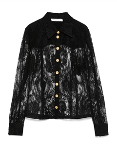 Рубашка с вышитым кружевом, черный Alessandra rich