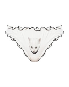 Трусы с оборками и принтом «кошачий глаз», белый Blumarine