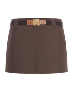 Мини-юбка из хлопка, коричневый Miu miu