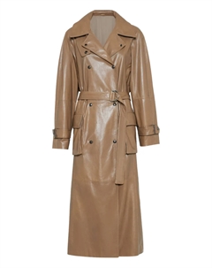 Кожаный тренч, нейтральный Brunello cucinelli