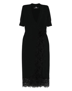Платье-халат с кружевной отделкой, черный Ermanno scervino