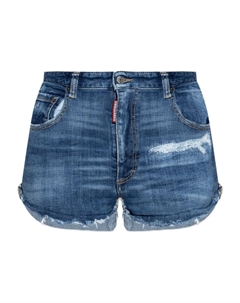 Джинсовые шорты с рваными деталями, синий Dsquared2