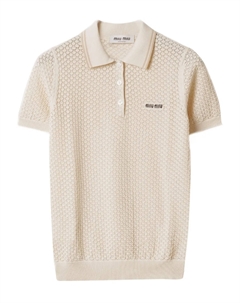 Рубашка-поло из хлопка, нейтральный Miu miu