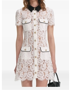 Платье с вышитым кружевом, белый Self-portrait