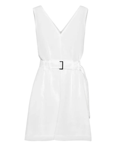 Платье без рукавов с поясом, белый Brunello cucinelli