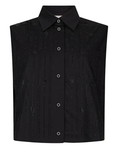 Хлопковый топ со стразами, черный Liu jo