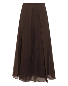 Юбка миди из шелка, коричневый Brunello cucinelli