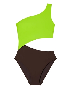 Асимметричный купальник на одно плечо, зеленый Tory burch