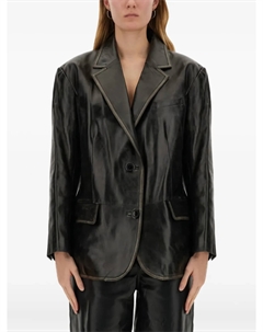 Однобортный кожаный пиджак, черный Stand studio