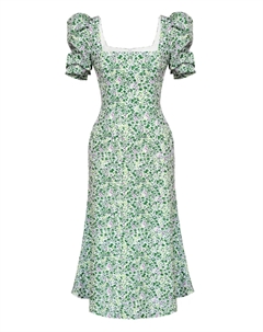 Платье миди с квадратным вырезом «годе-жилуэт», зеленый Post meridiem